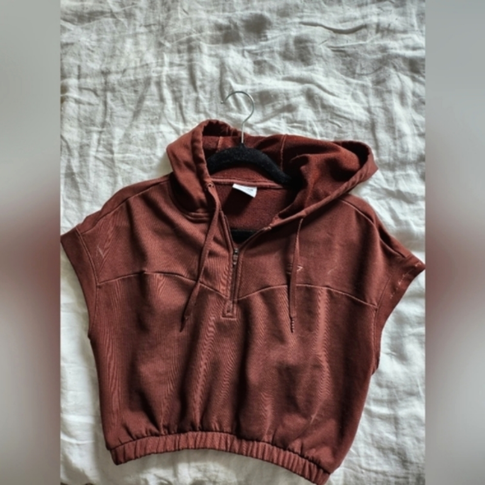Gymshark Whitney Cropped Sleeveless Hoodie - Rekindle Brown